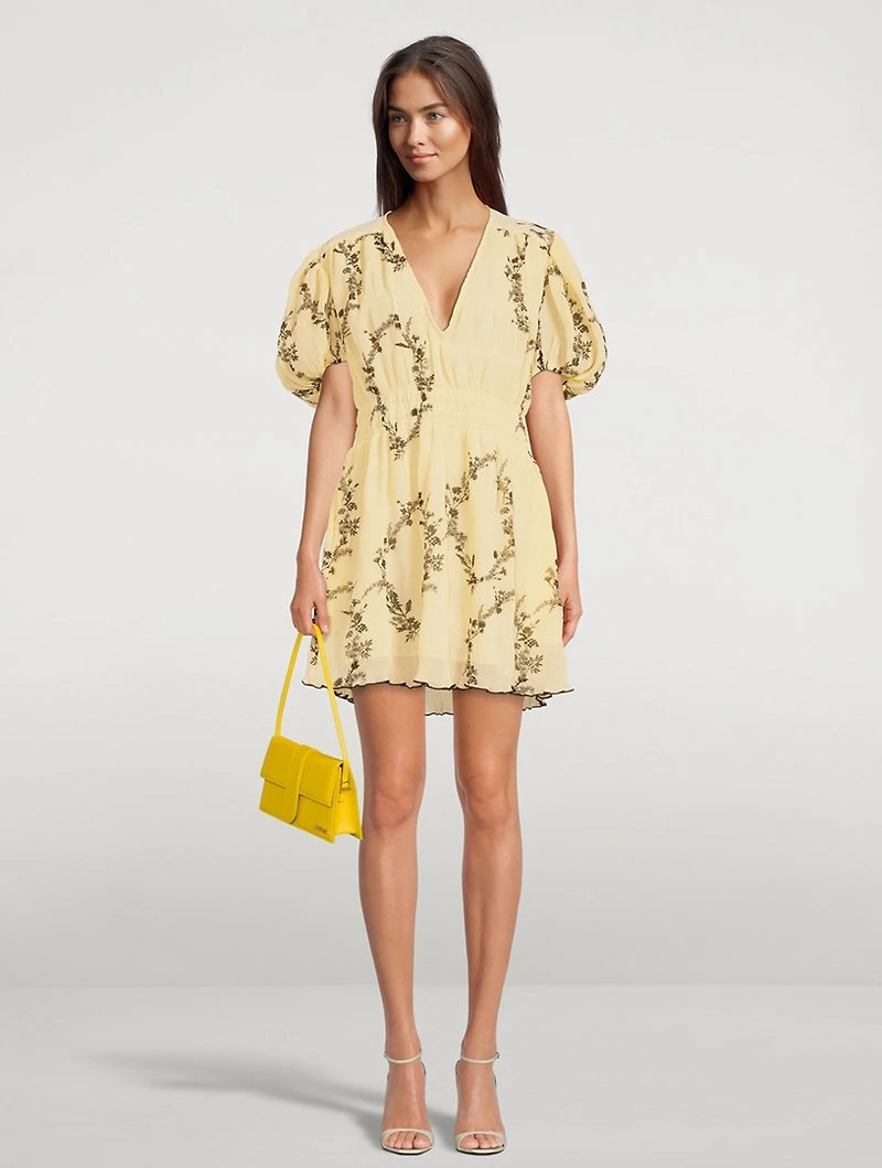 Pleated Georgette Mini Dress