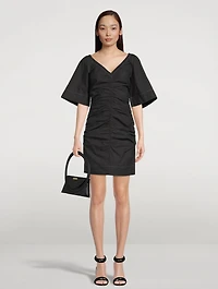 Ruched Cotton Poplin Dress