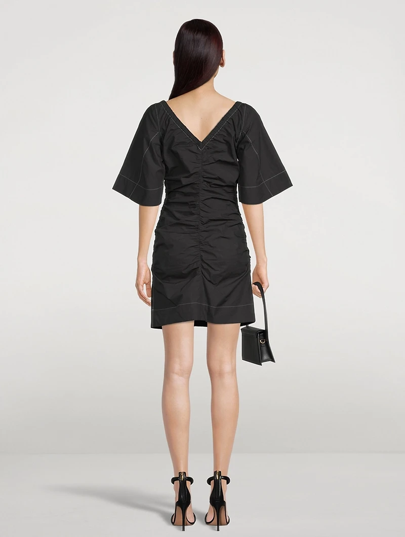 Ruched Cotton Poplin Dress