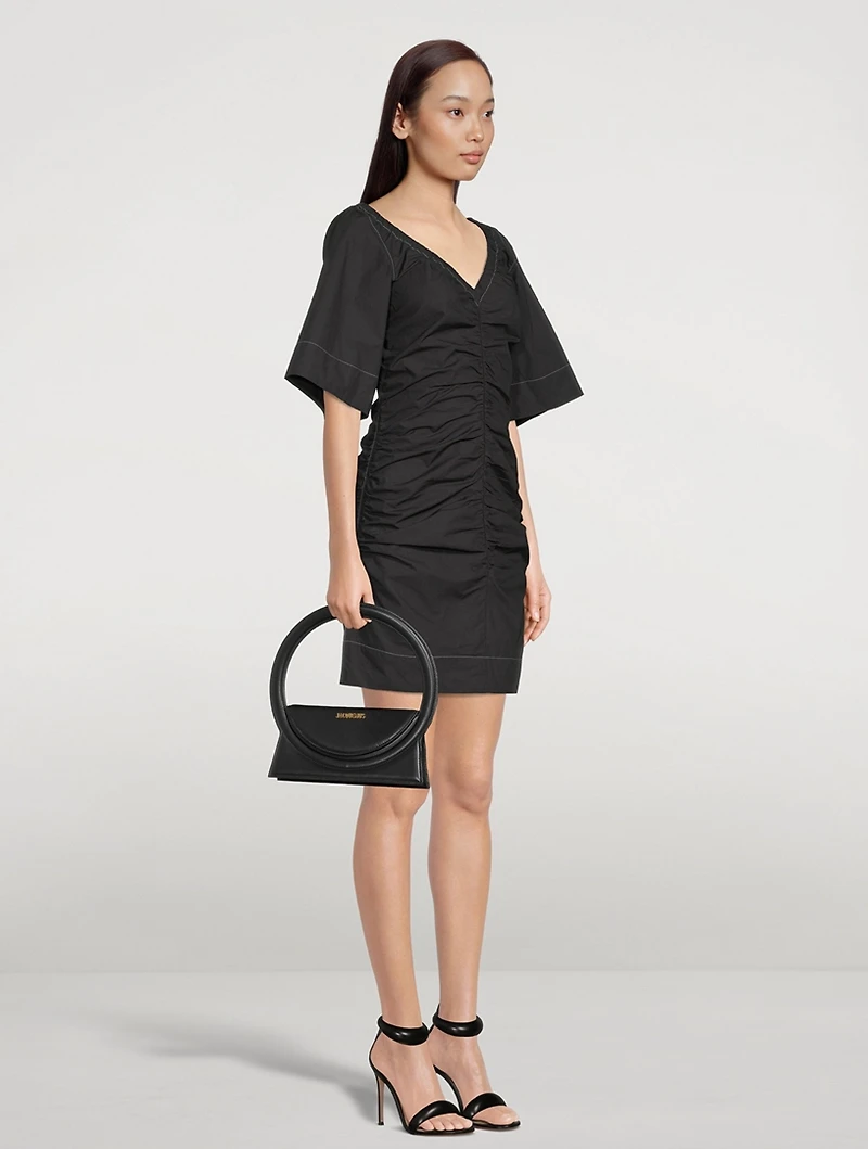 Ruched Cotton Poplin Dress