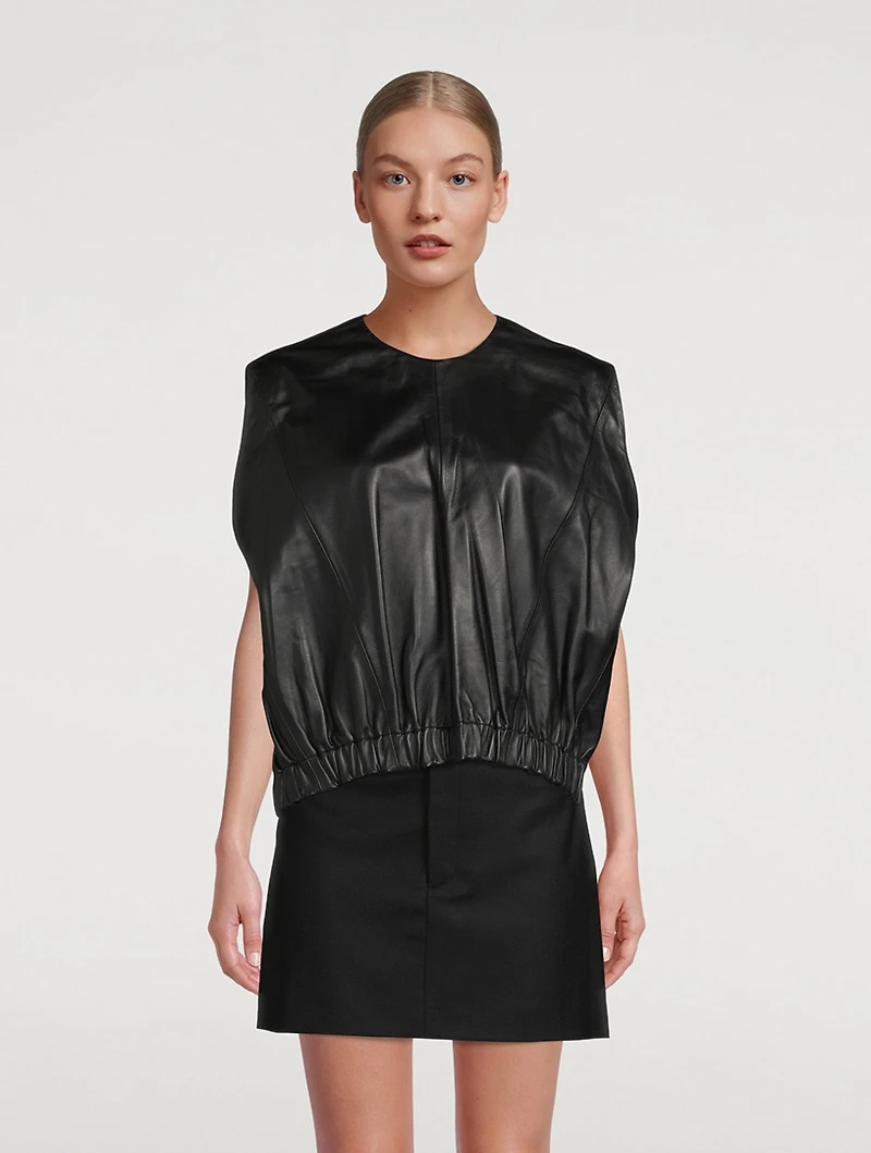 Hanwa Leather Sleeveless Top