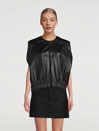 Hanwa Leather Sleeveless Top