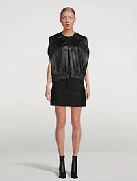 Hanwa Leather Sleeveless Top