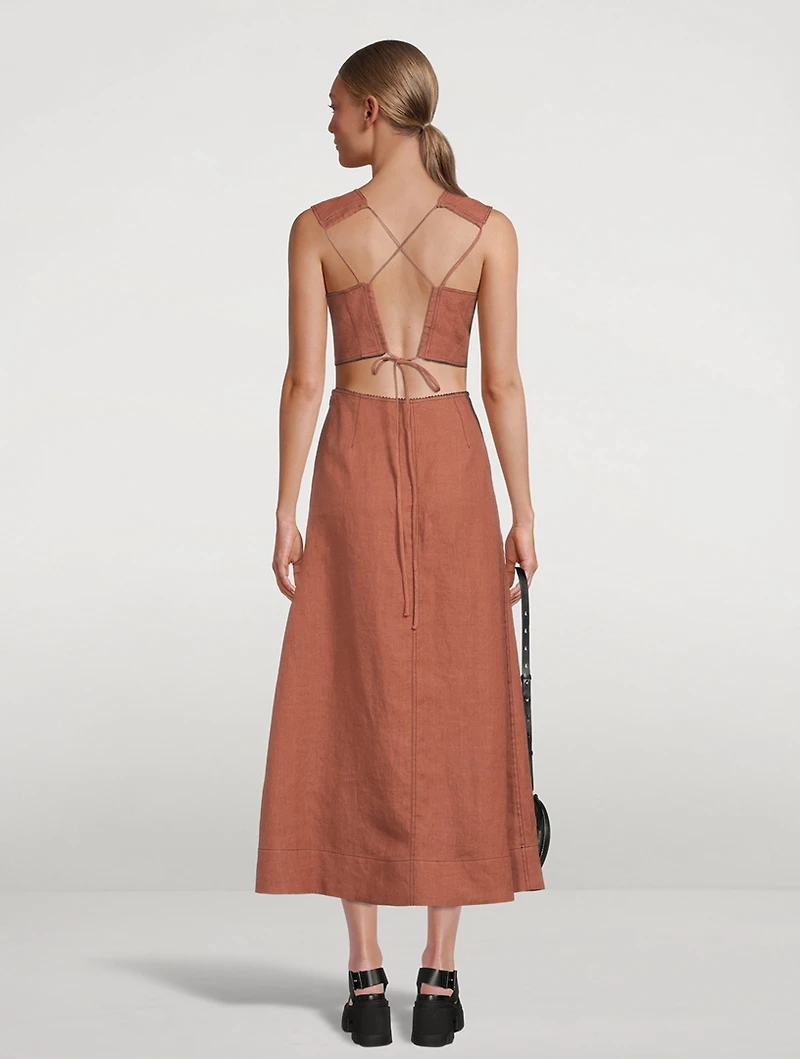 Embellished Hemp Cut-Out Dress