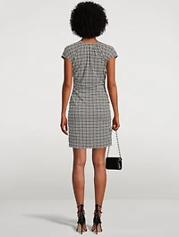 Ruched Seersucker Mini Dress Plaid Print