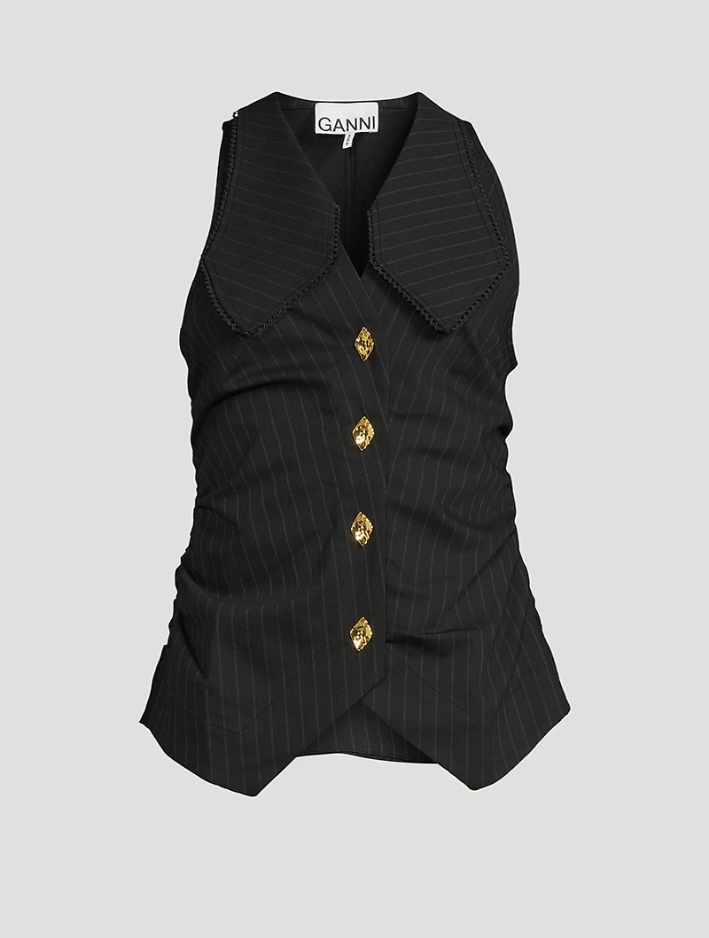 Pinstripe Ruched Vest