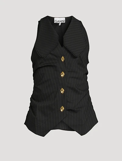 Pinstripe Ruched Vest