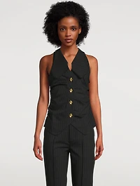 Pinstripe Ruched Vest