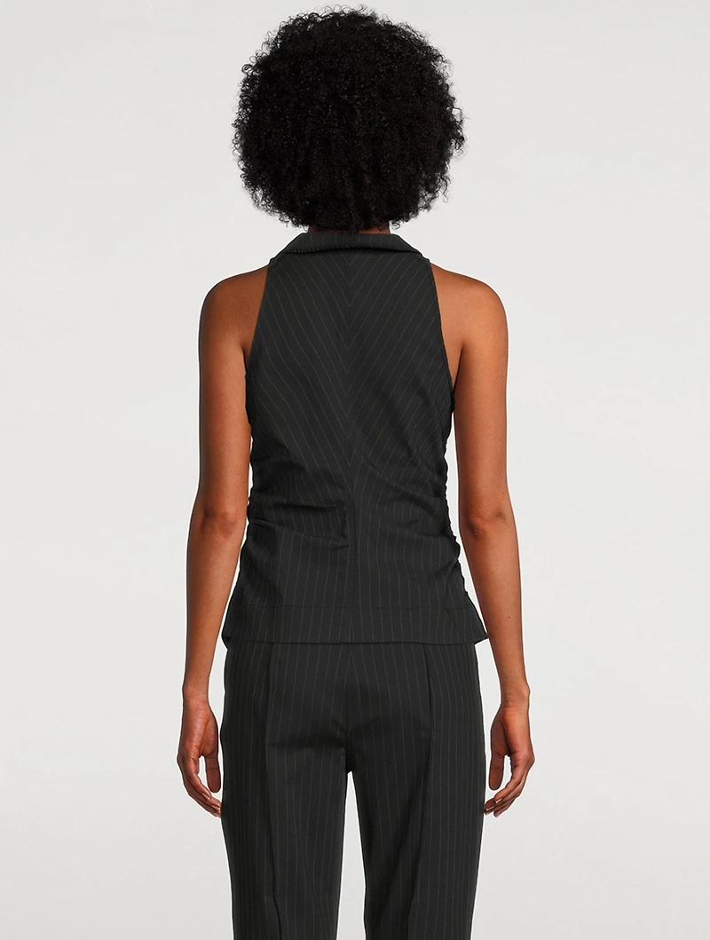 Pinstripe Ruched Vest