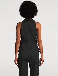 Pinstripe Ruched Vest