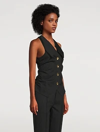 Pinstripe Ruched Vest