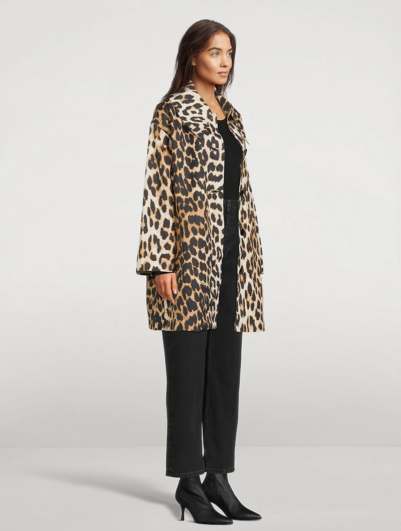 Oversized Canvas Jacket Leopard Print