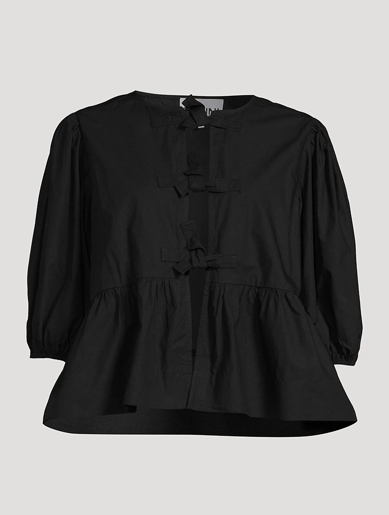 Cotton Poplin Peplum Blouse