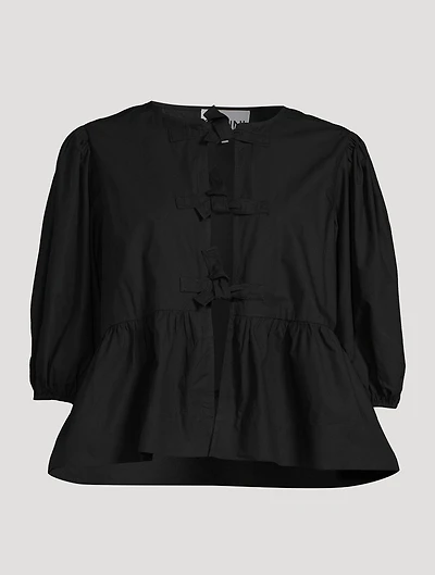 Cotton Poplin Peplum Blouse