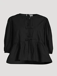 Cotton Poplin Peplum Blouse