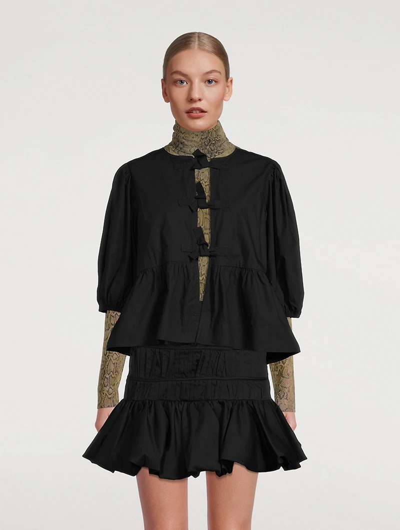Cotton Poplin Peplum Blouse
