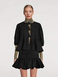 Cotton Poplin Peplum Blouse