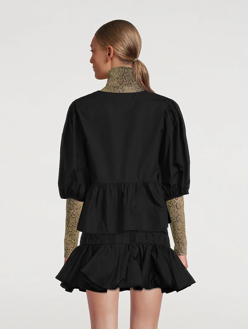 Cotton Poplin Peplum Blouse