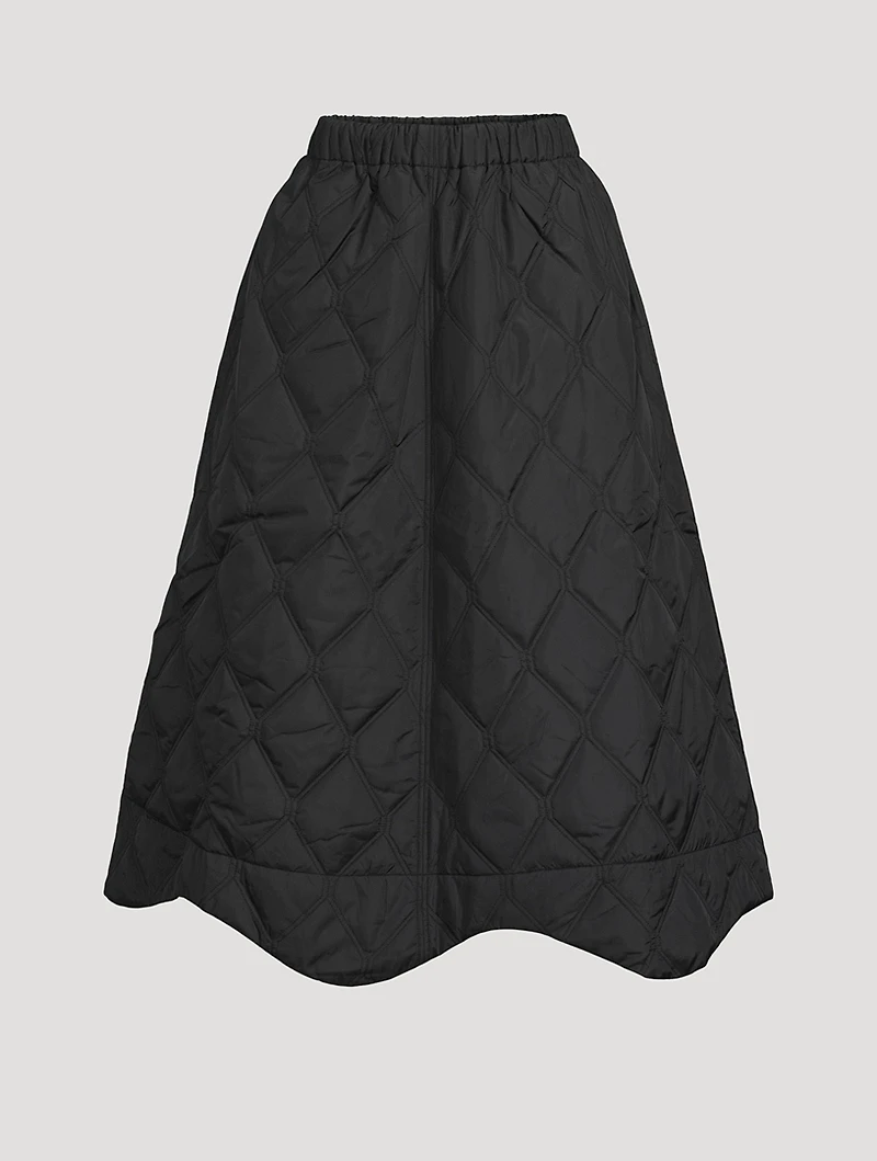 Ripstop Quilt Wavy Hem Skirt