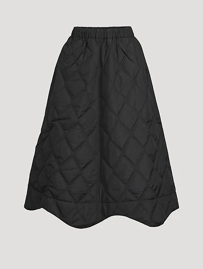 Ripstop Quilt Wavy Hem Skirt