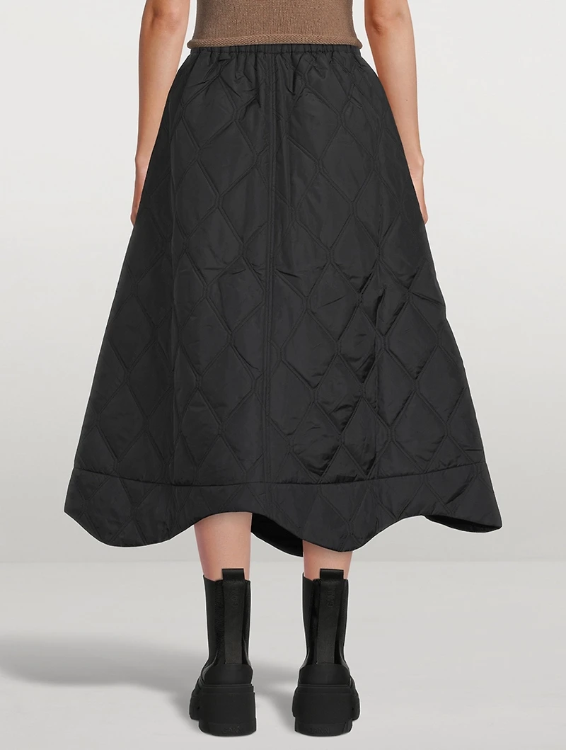 Ripstop Quilt Wavy Hem Skirt