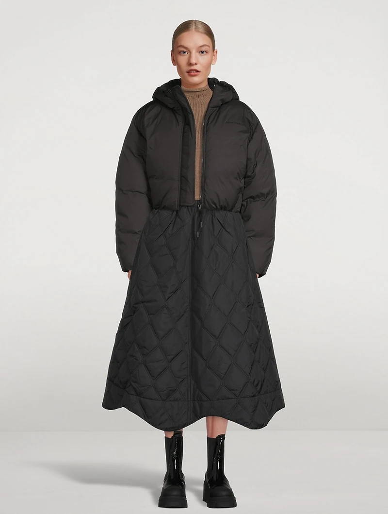 Ripstop Quilt Wavy Hem Skirt