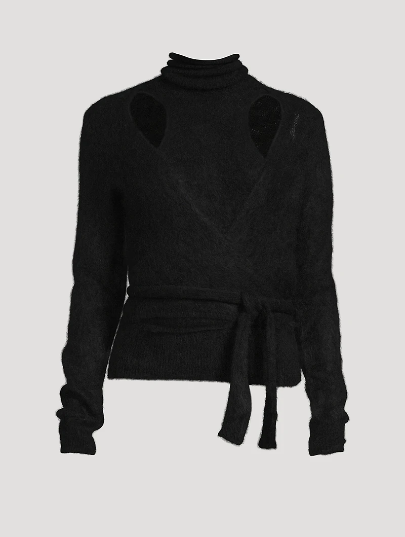 Brushed Alpaca Wrap Blouse
