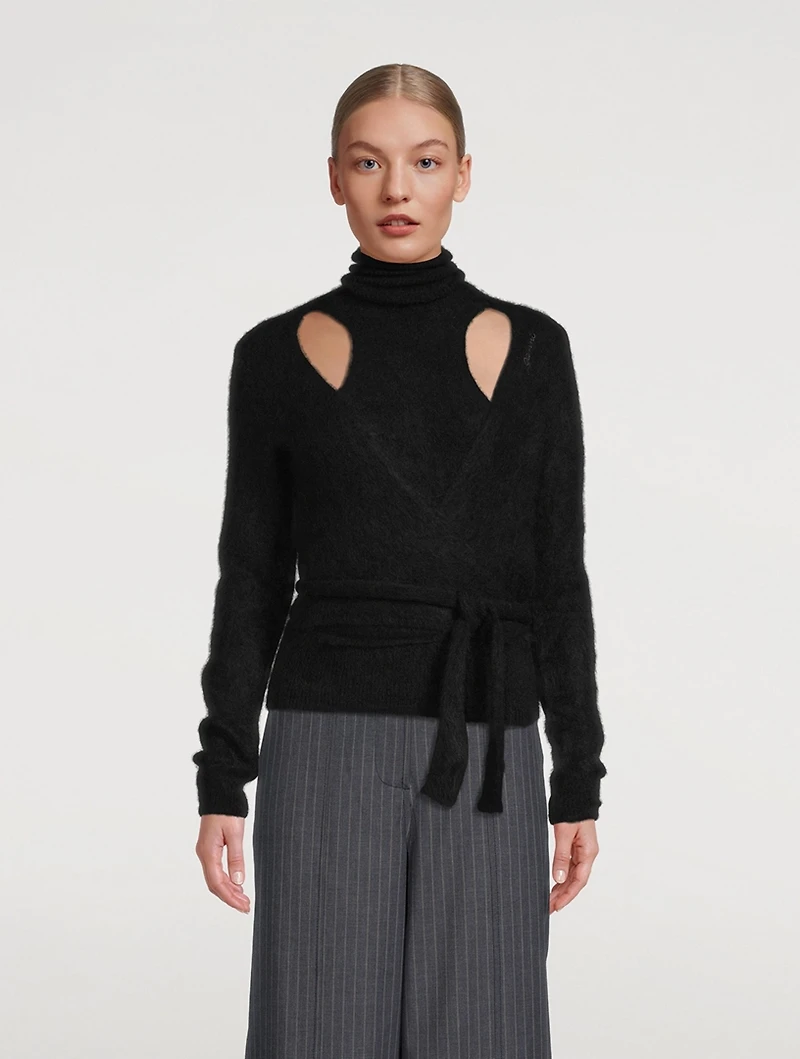 Brushed Alpaca Wrap Blouse