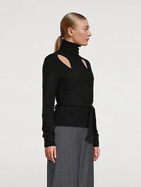 Brushed Alpaca Wrap Blouse
