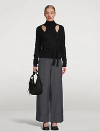 Brushed Alpaca Wrap Blouse