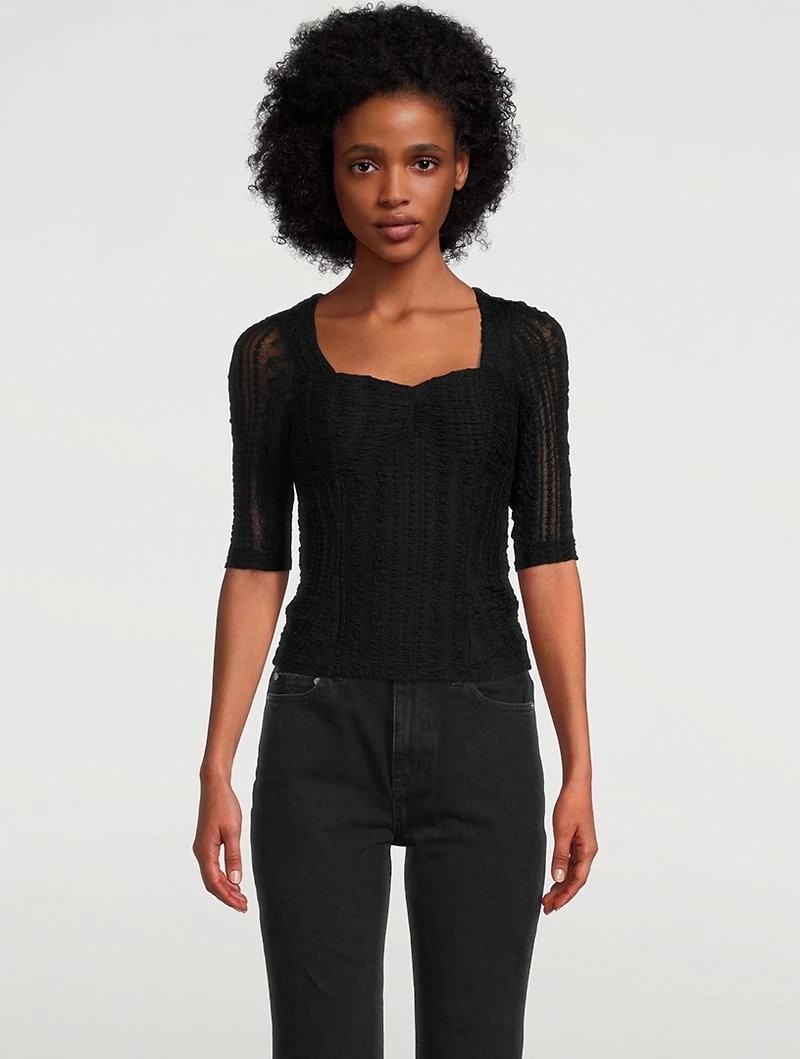 Stretch Lace Ruched Blouse
