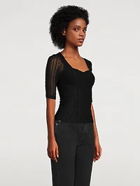 Stretch Lace Ruched Blouse
