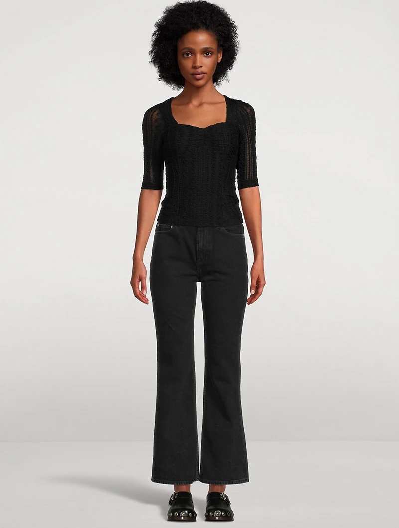 Stretch Lace Ruched Blouse