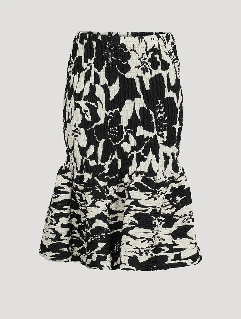Saturn Printed Smocked Midi Skirt Floral Print