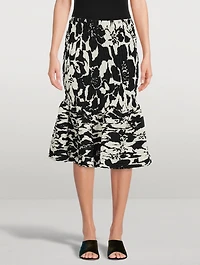Saturn Printed Smocked Midi Skirt Floral Print