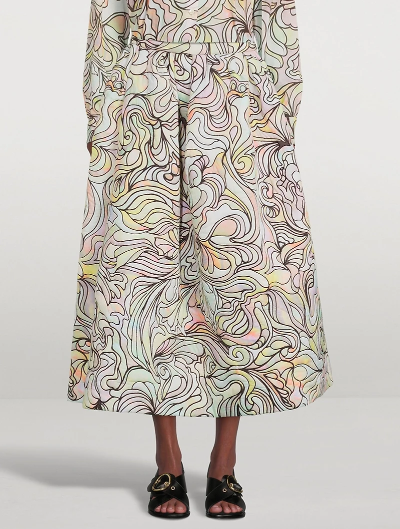 Soni Printed Cotton Midi Skirt