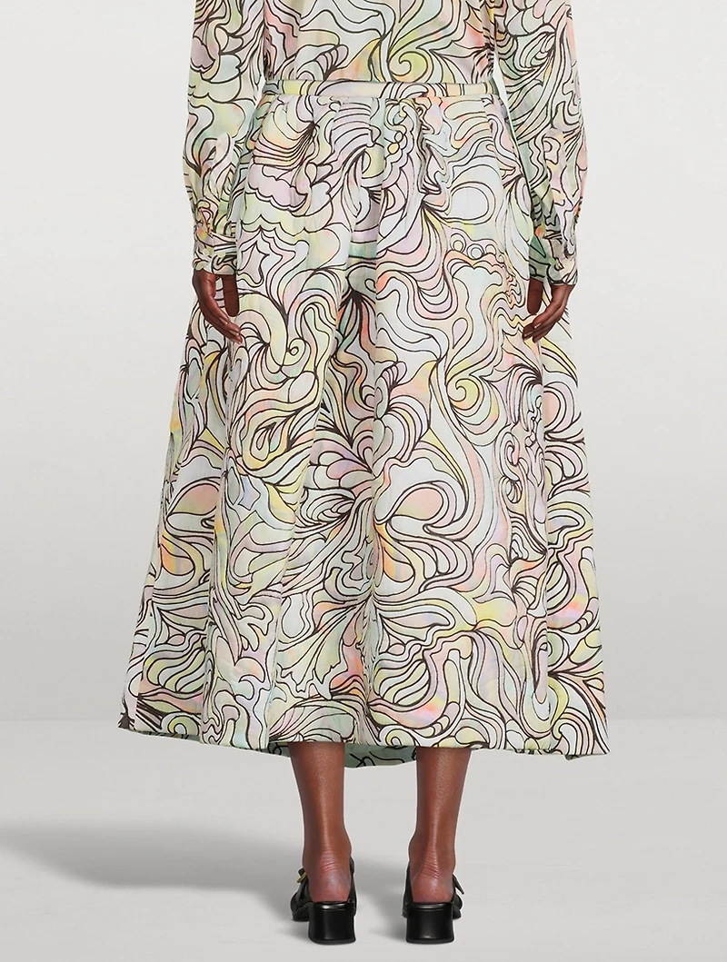 Soni Printed Cotton Midi Skirt