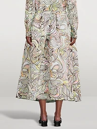 Soni Printed Cotton Midi Skirt