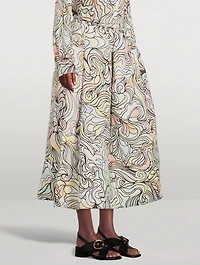 Soni Printed Cotton Midi Skirt