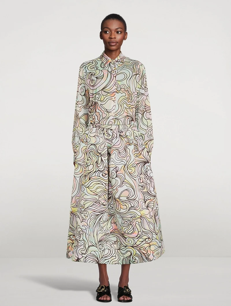 Soni Printed Cotton Midi Skirt