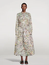 Soni Printed Cotton Midi Skirt