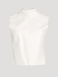 Larma Leather Sleeveless Turtleneck Bib