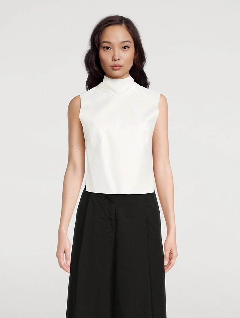 Larma Leather Sleeveless Turtleneck Bib