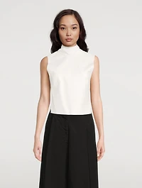Larma Leather Sleeveless Turtleneck Bib