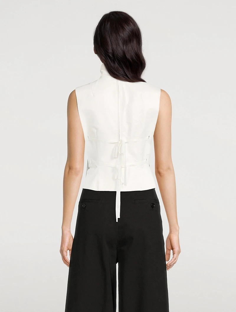 Larma Leather Sleeveless Turtleneck Bib