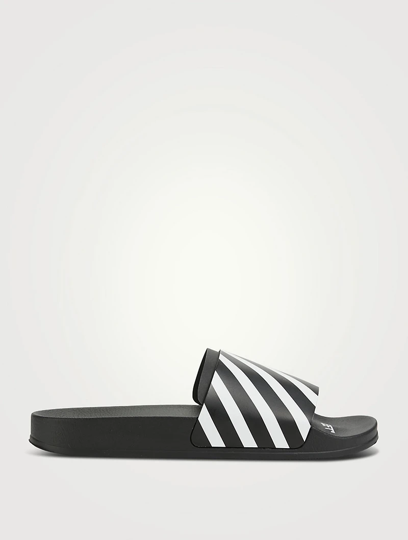 Diagonal Stripes PVC Slide Sandals