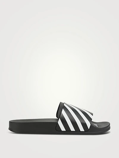 Diagonal Stripes PVC Slide Sandals