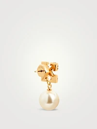 Pavé Faux Pearl Arrow Earrings