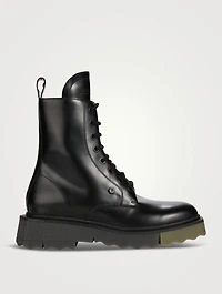Leather Sponge Lace-Up Boots