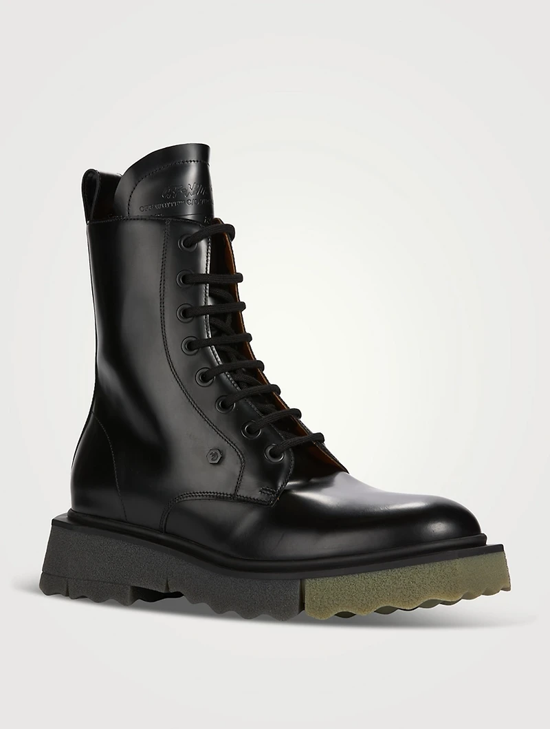 Leather Sponge Lace-Up Boots